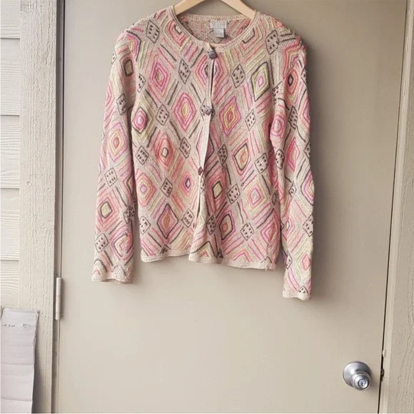 Crocheted Knit Bead Sigrid olsen Sport Cardigan - Picture 3 of 14